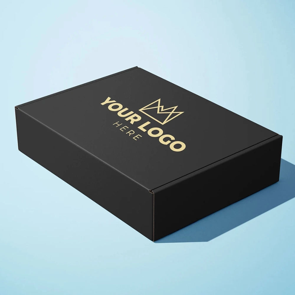 Custom black corrugated mailer box with logo - QianXun