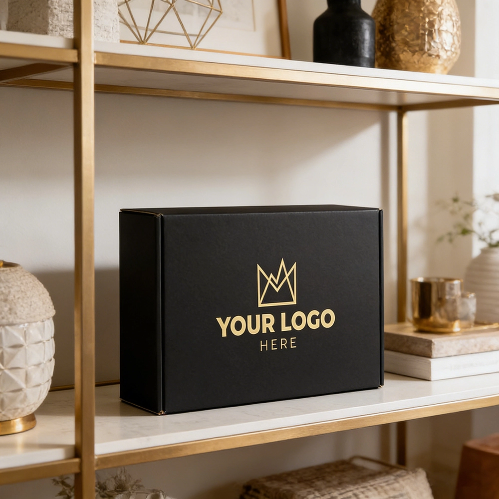 Durable black corrugated shipping box with logo - QianXun