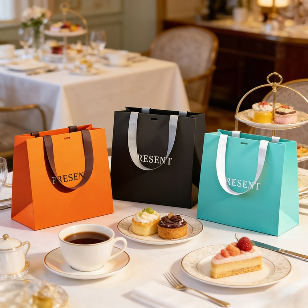 Elegant retail gift bags with ribbon handles - QianXun