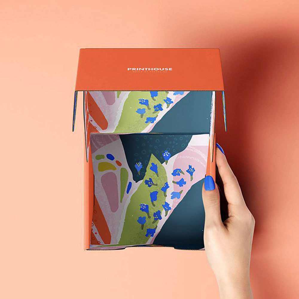 Orange mailer box with printed branding - QianXun