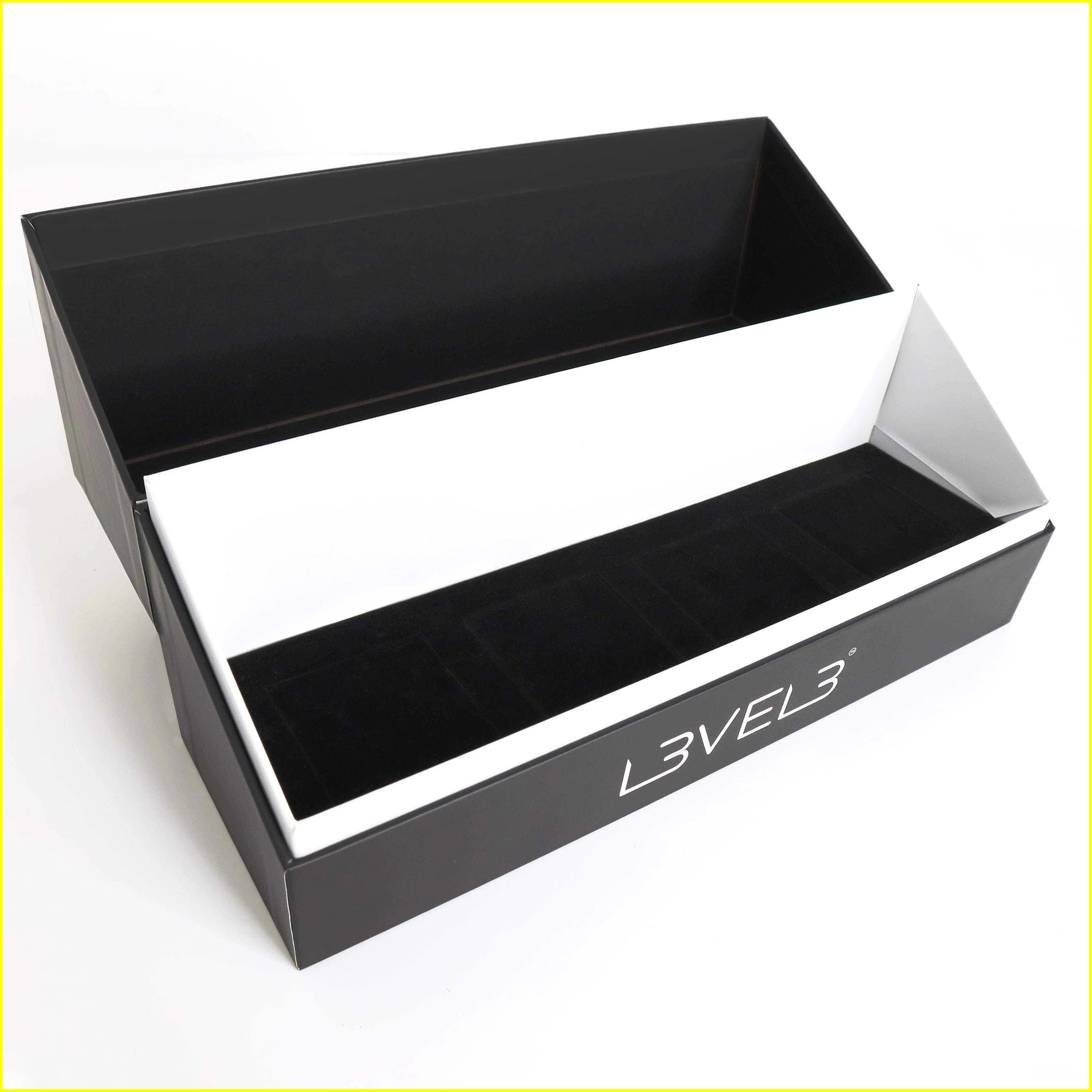 Luxury black rigid gift box with white logo lid - QianXun