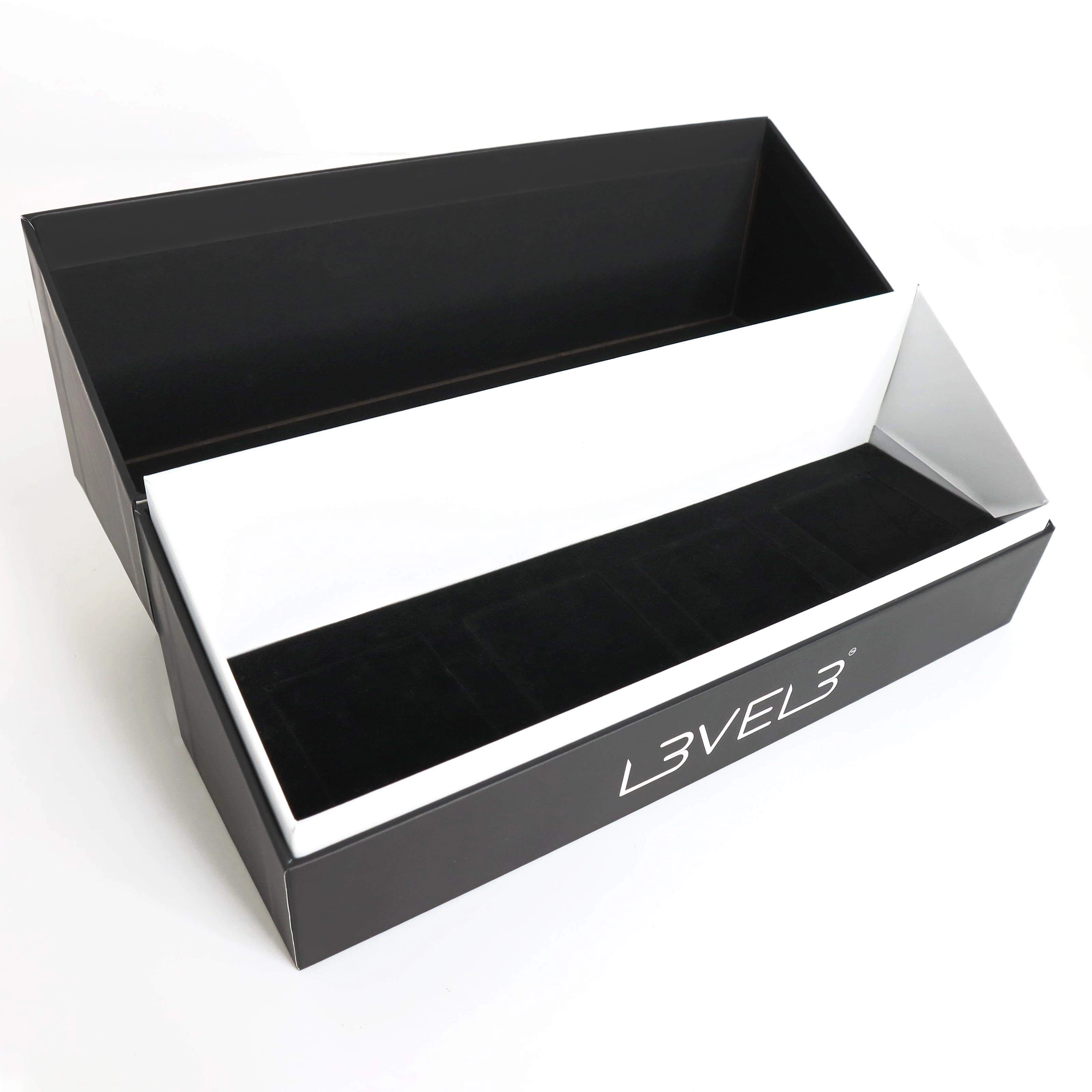 Luxury black rigid gift box with white logo lid - QianXun