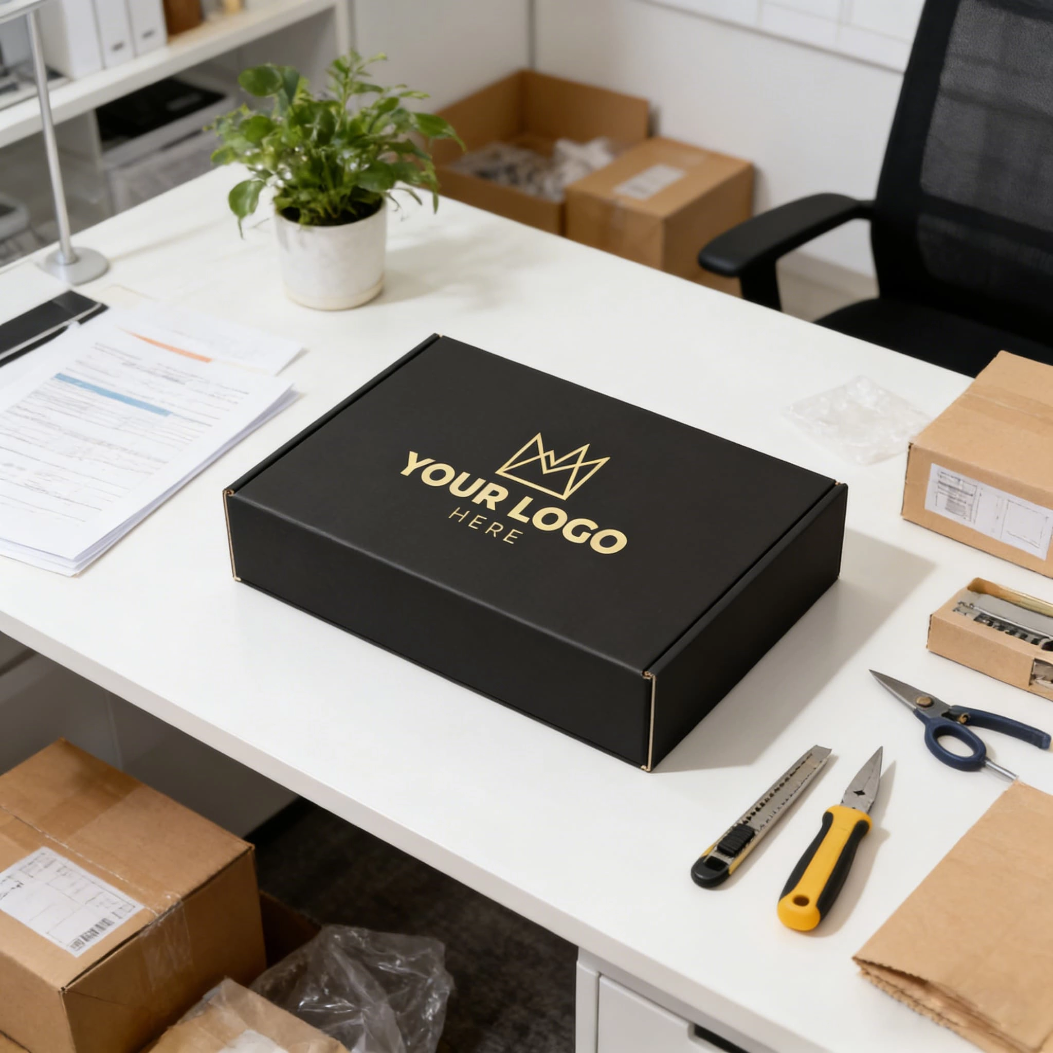 Matte black custom packaging box for shipping - QianXun