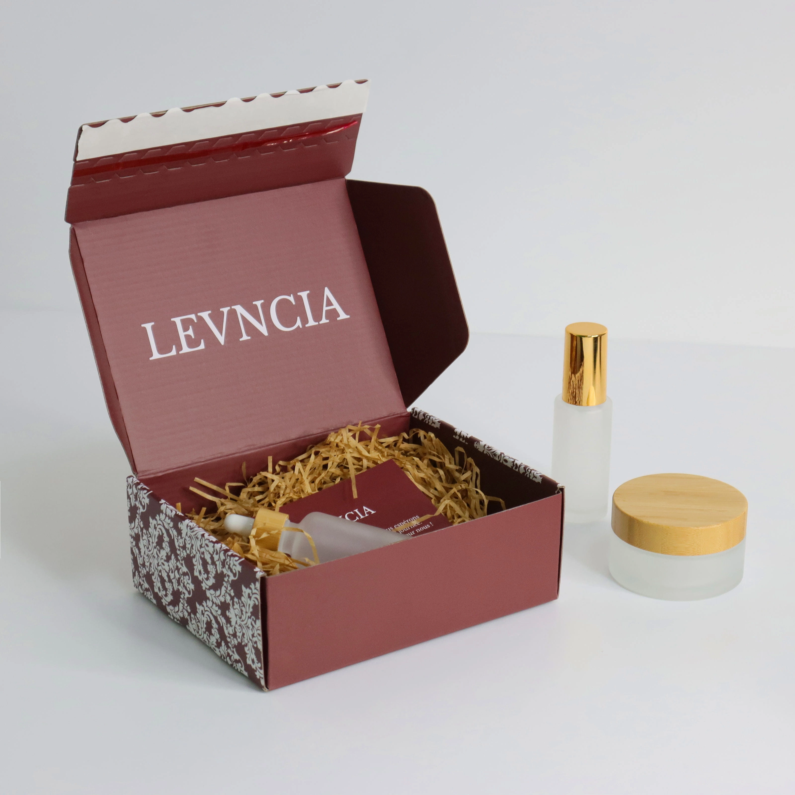 Custom brown cosmetic mailer box with logo print - QianXun