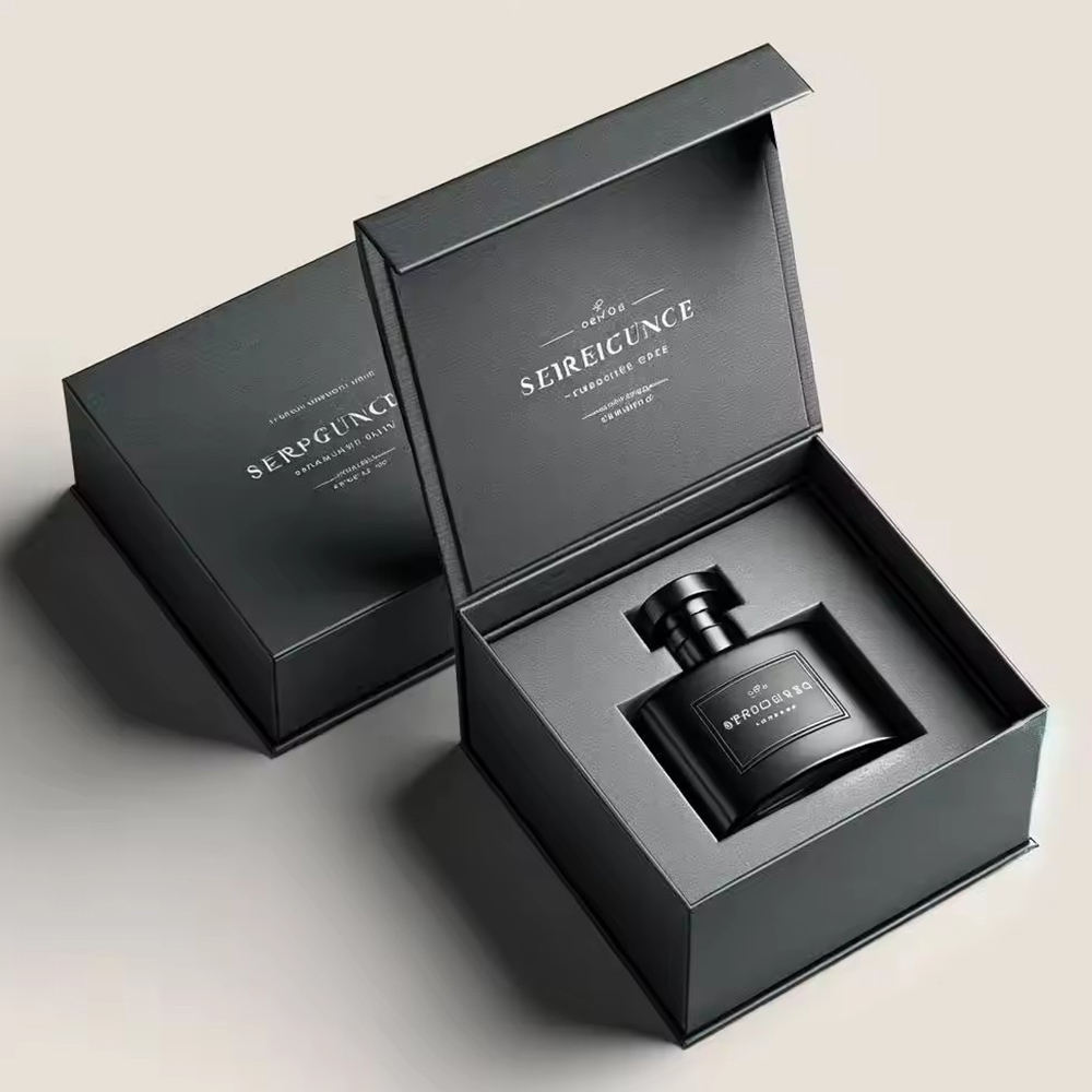 Elegant black cardboard magnetic closure gift box