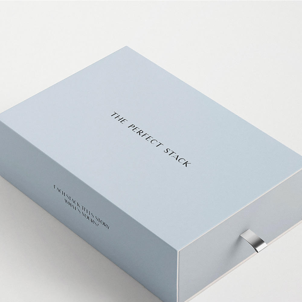 Custom luxury drawer gift box blue coated paper