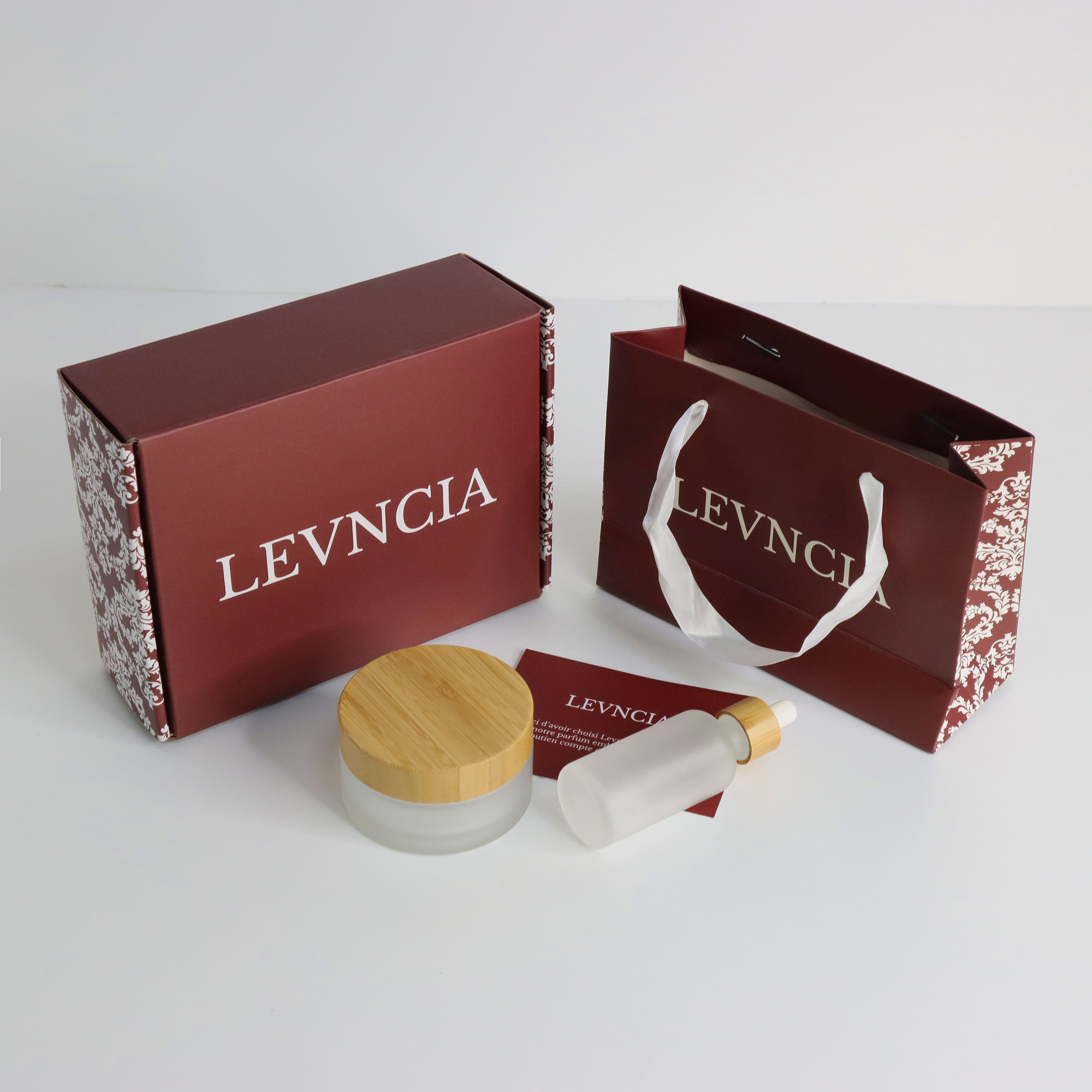 Elegant brown box with decorative patterned sides