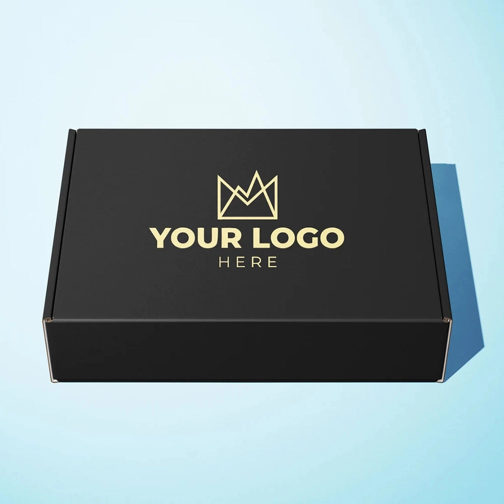 Custom printed logo shipping mailer box, black - QianXun