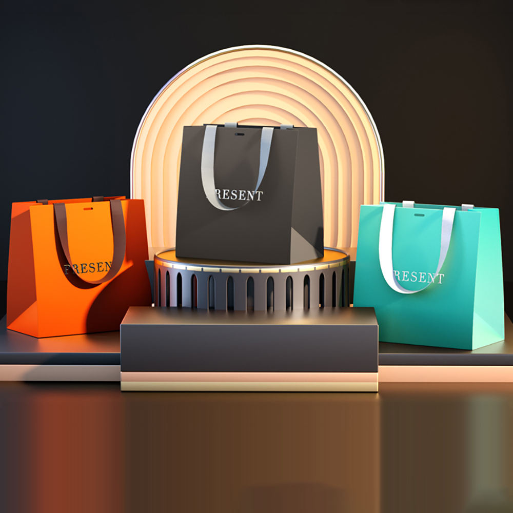 Custom color paper shopping bags with logo print