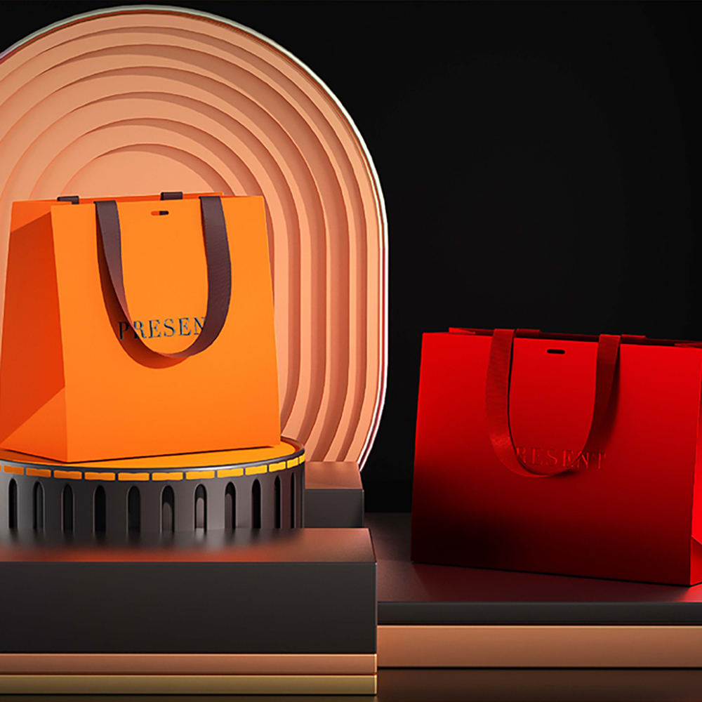 Branded paper shopping bags for clothing stores