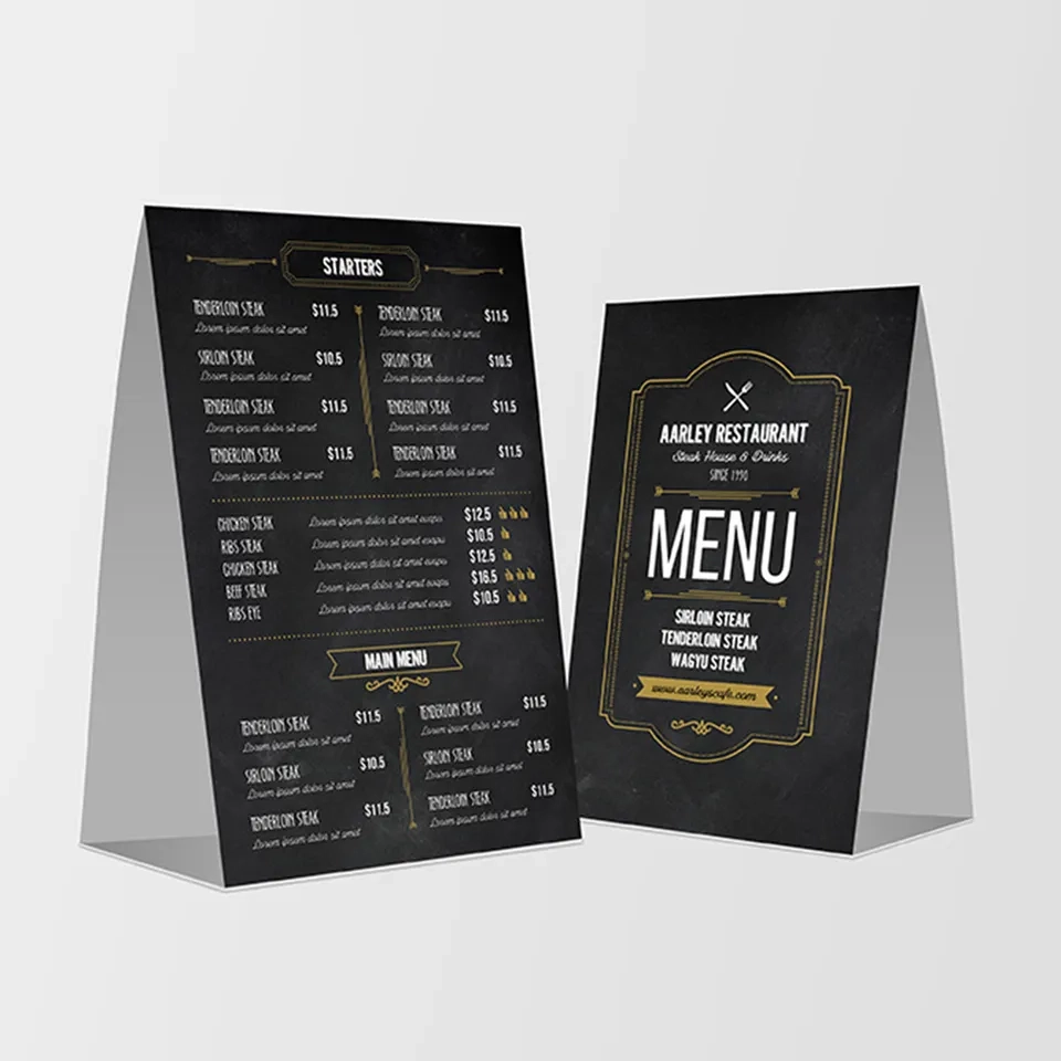 Triangle paper table cards for restaurant display - QianXun