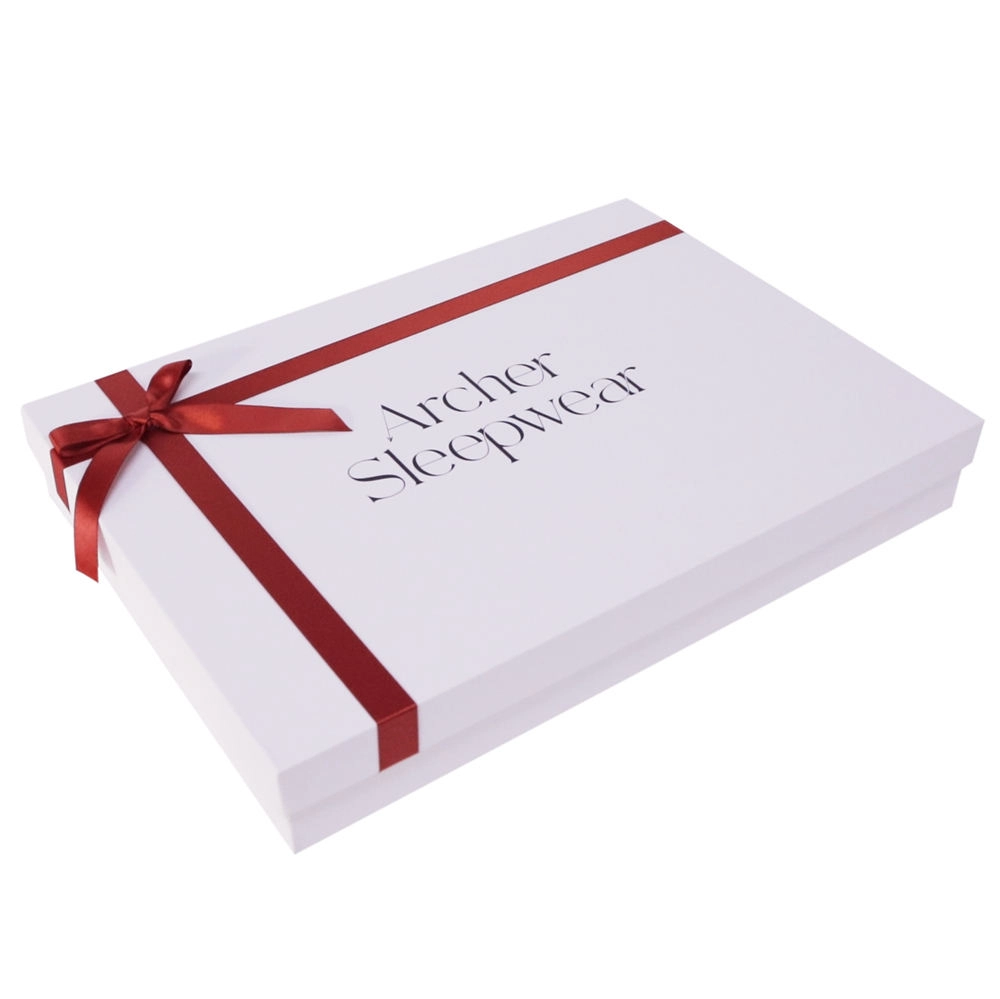White rigid setup box with elegant ribbon - QianXun