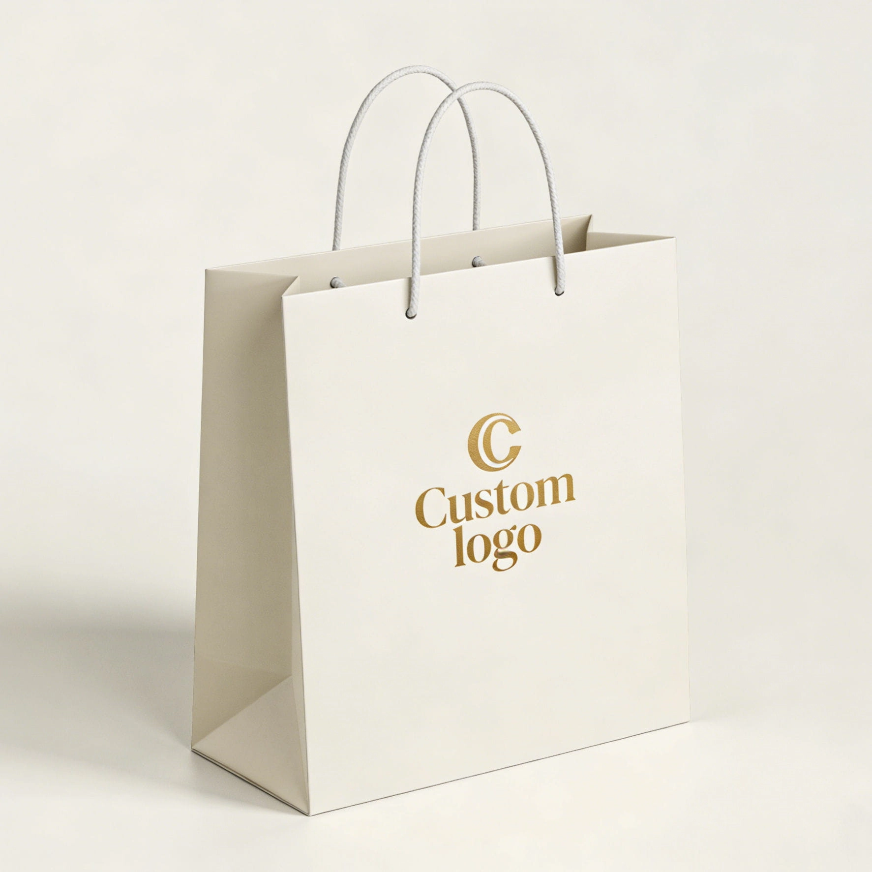 Luxury retail packaging paper bag with gold logo - QianXun