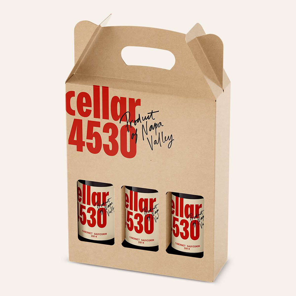 Custom pink wine packaging box with handle design