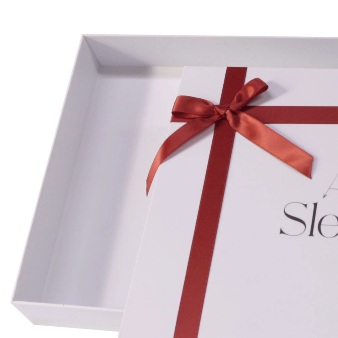 Luxury rigid gift box with red ribbon lid - QianXun