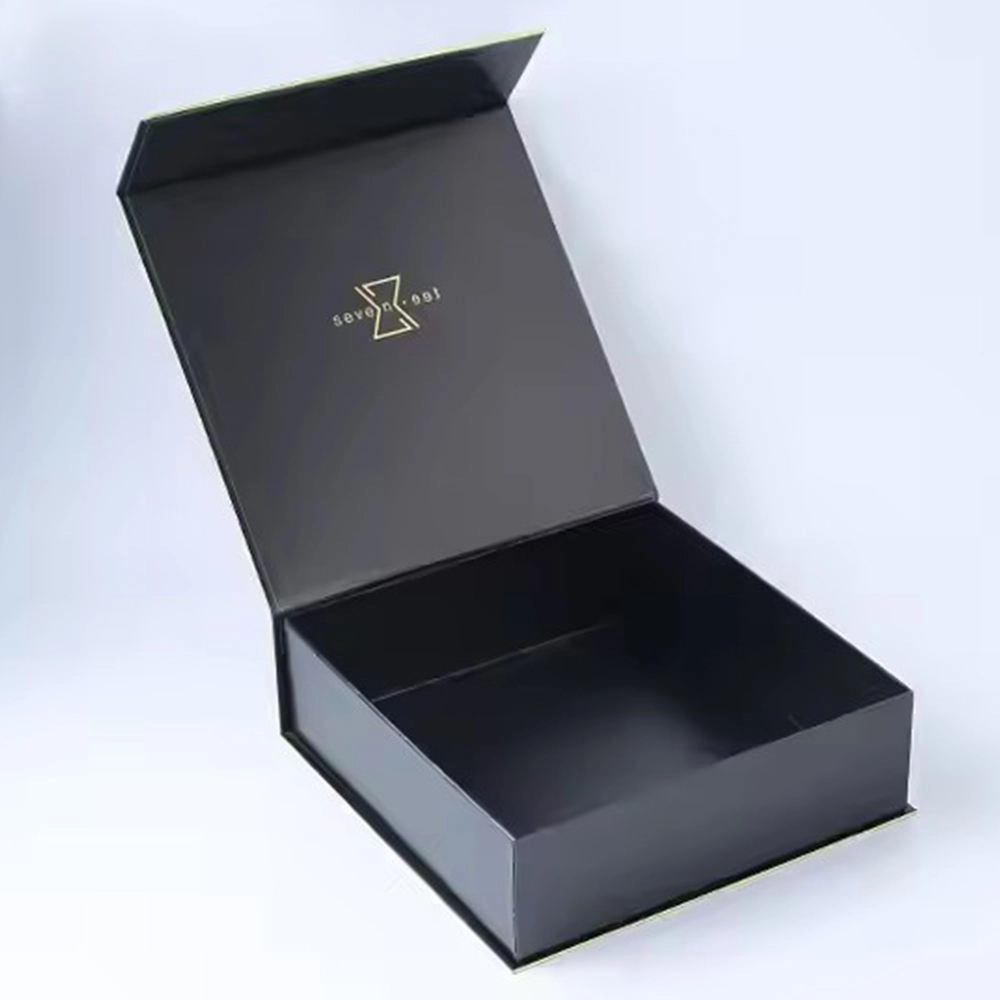 Luxury black magnetic gift box with logo - QianXun