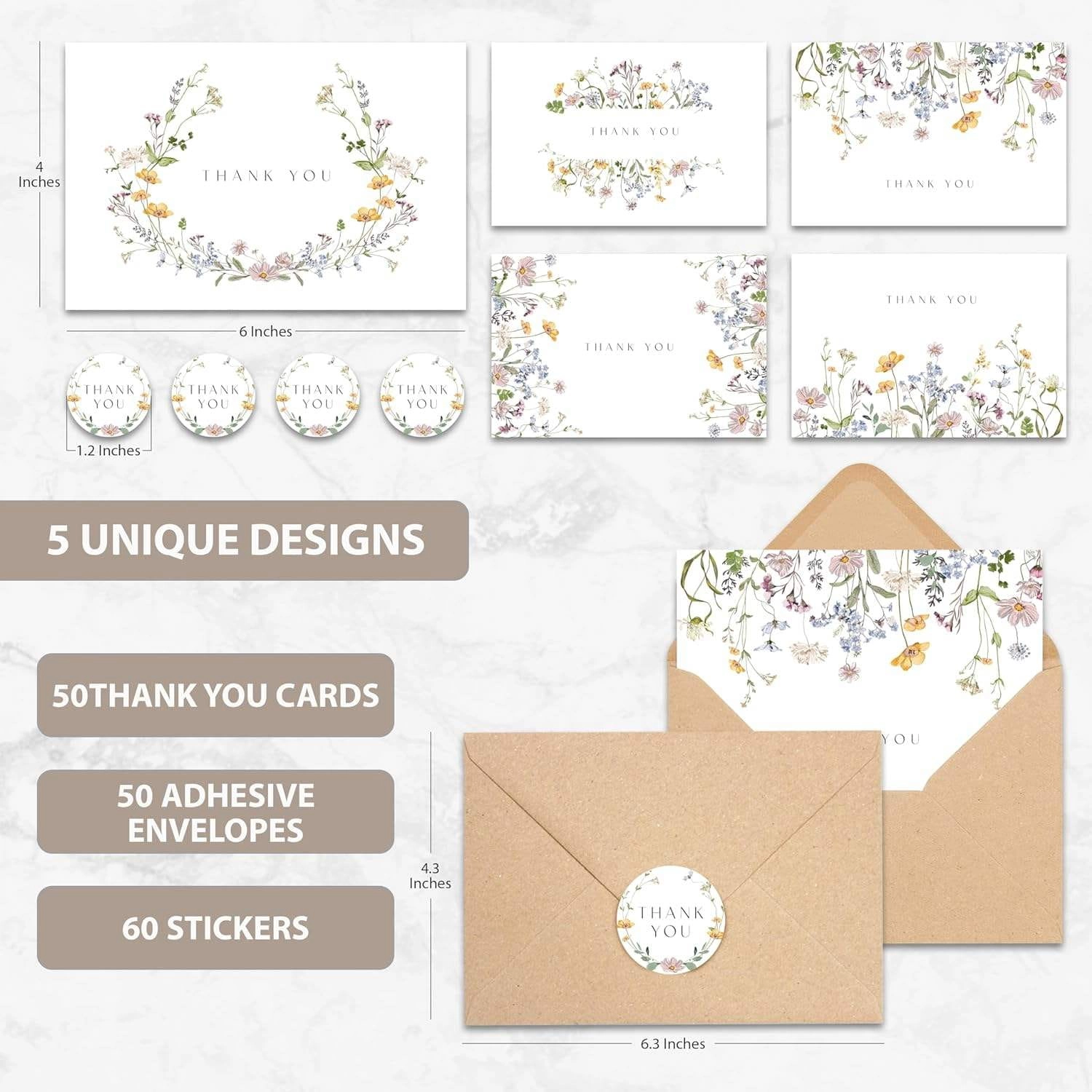 f828755fd1e0a5e28366c1d3c24131c0 - QianXun Wedding thank-you cards with kraft envelopes set - QianXun