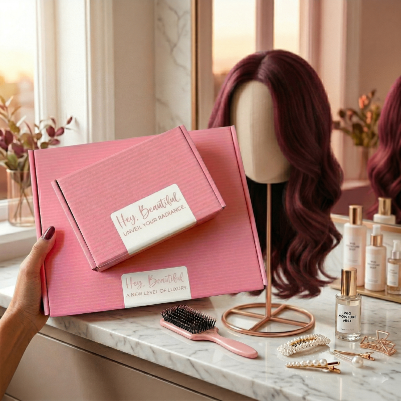 Luxury wig packaging box with inner print