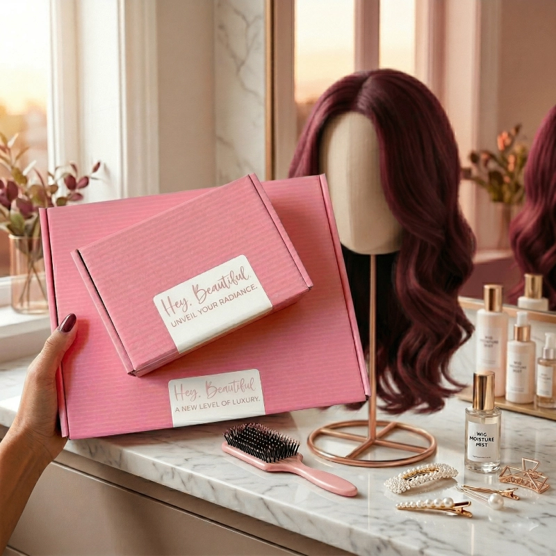 Luxury wig packaging box with inner print - QianXun