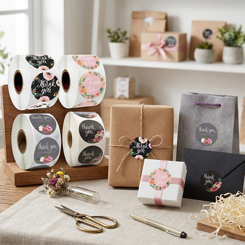 Waterproof thank you sticker labels with logo print - QianXun