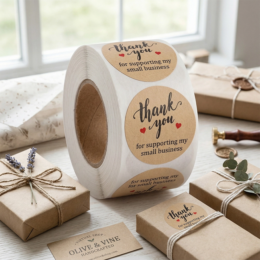 Thank you round labels for small business use - QianXun