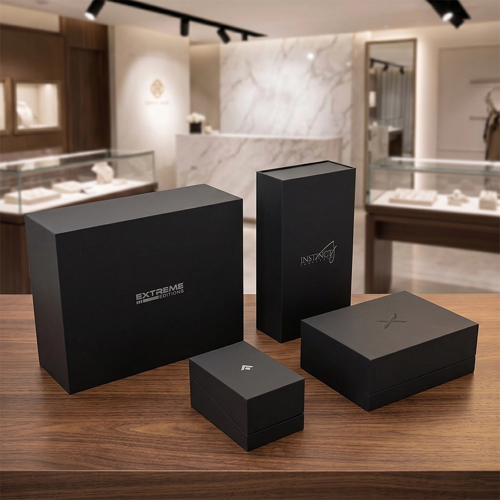 Custom Black Luxury Rigid Magnetic Lid Gift Box | Premium Cardboard ...