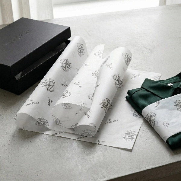 White silk tissue paper with custom brand logo - QianXun