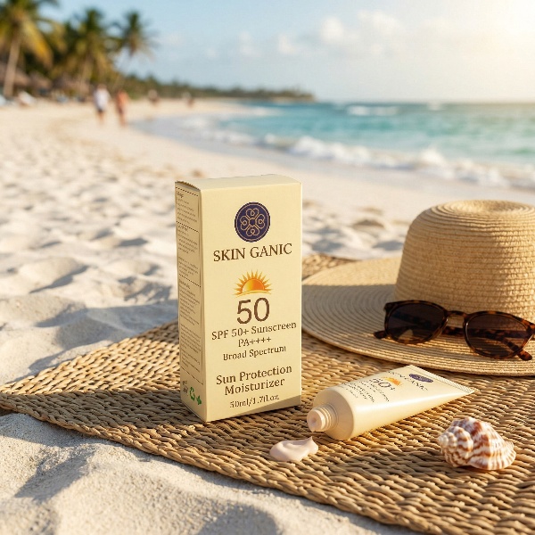 Ivory paper box for sunscreen and skincare products