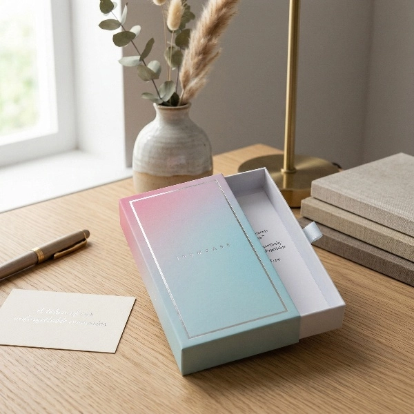 Stylish gradient paper box with drawer design - QianXun