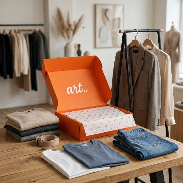 Custom orange e-commerce apparel shipping box - QianXun