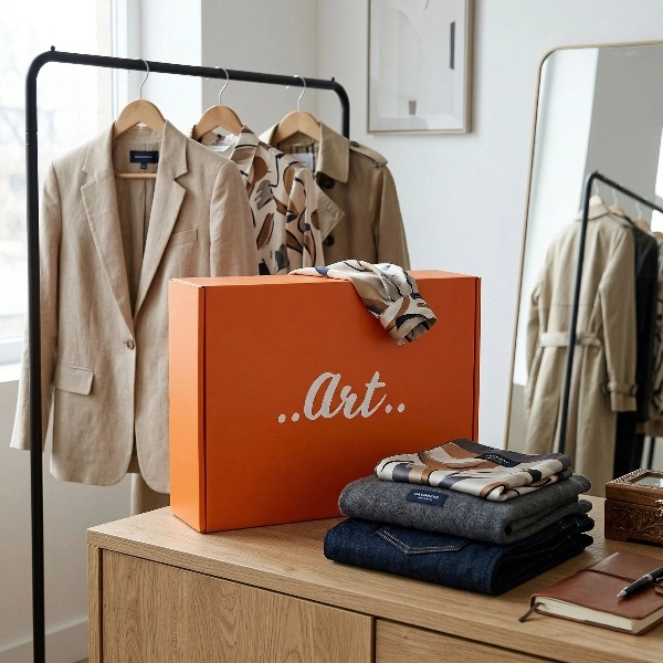 Orange corrugated paper box for clothing brand - QianXun