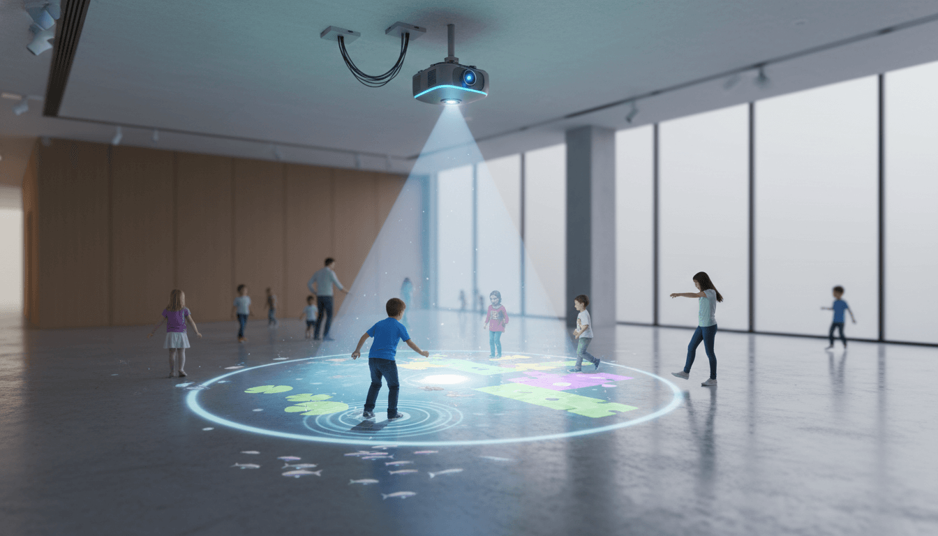 Kids playing with an Interactive Floor Projection System.
