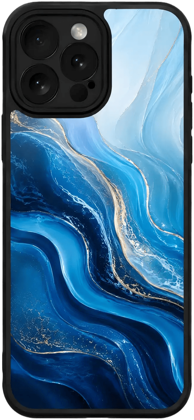 Custom phone case with blue marble abstract design