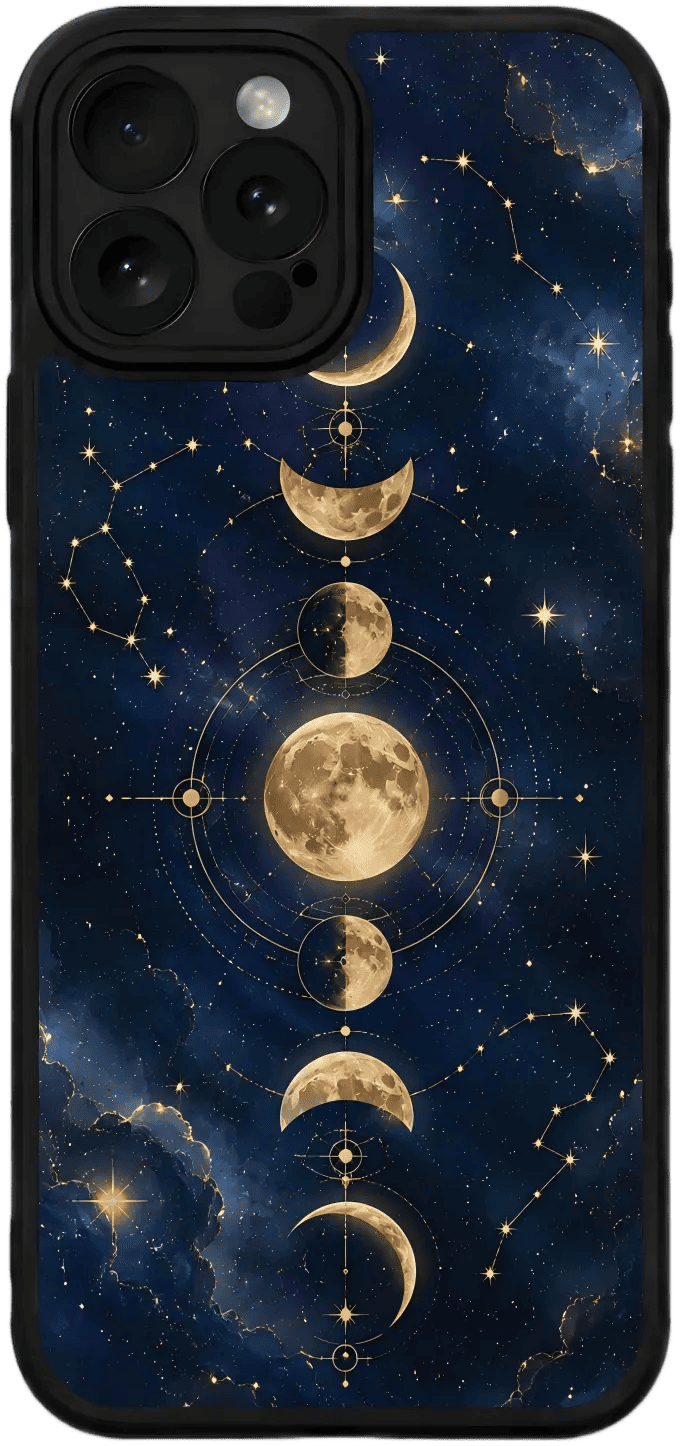 Custom phone case with celestial moon phase design