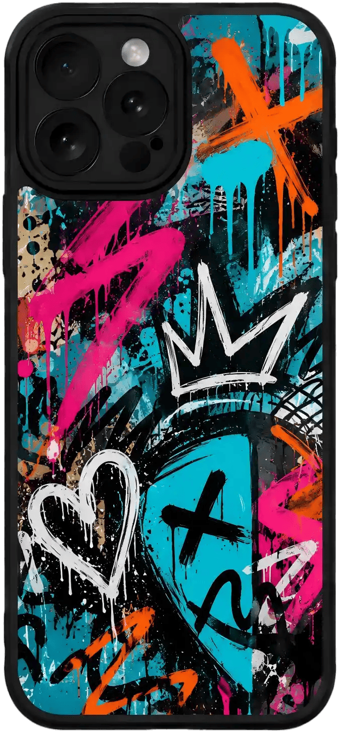 Custom phone case with colorful graffiti street art design