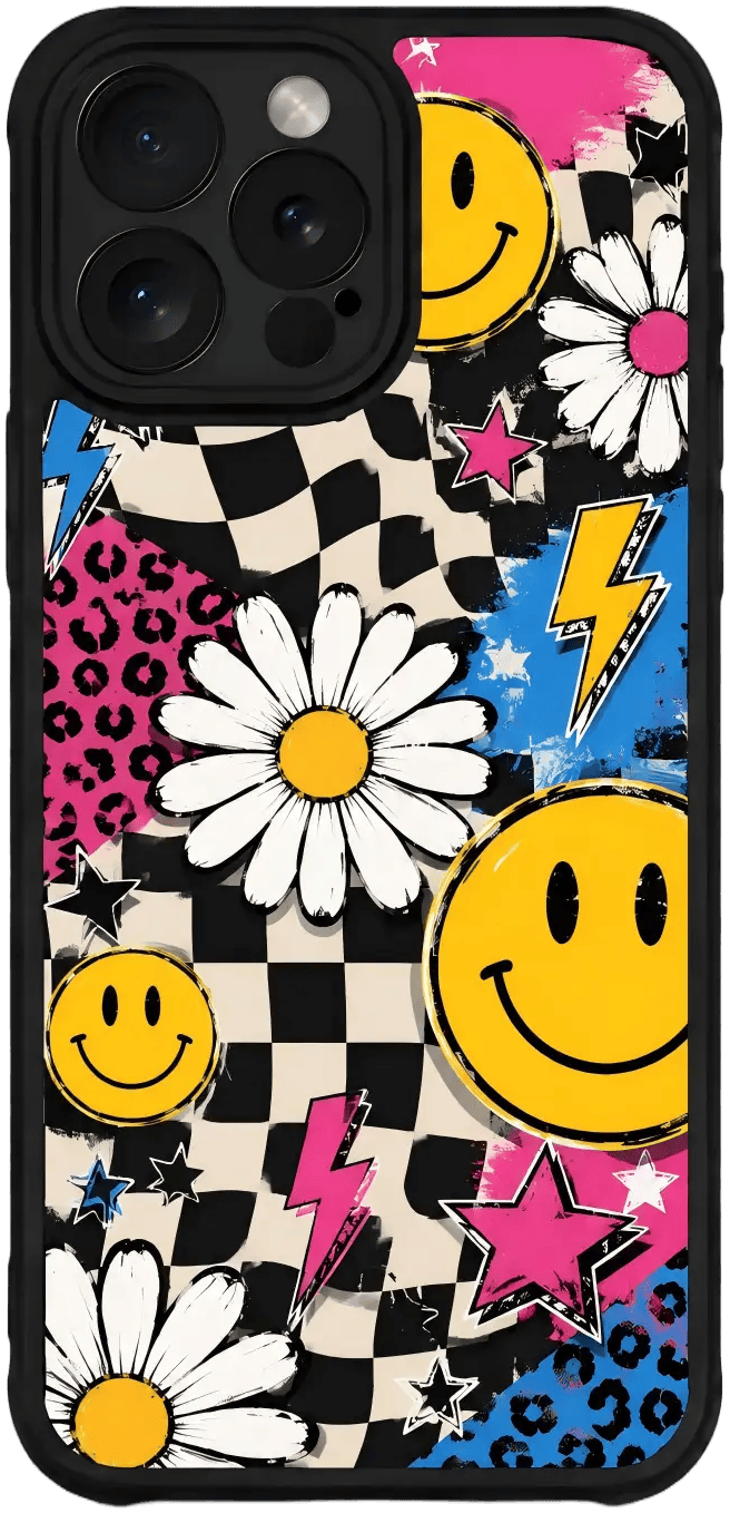 Custom phone case with Y2K smiley face collage design
