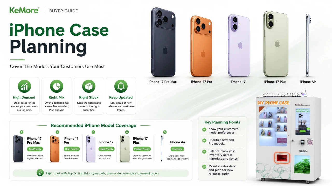iPhone blank case configuration for KeMore phone case printing machine