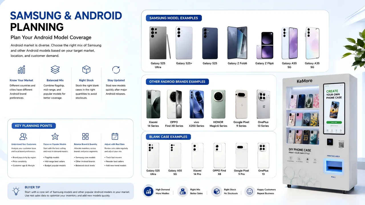 Samsung and Android blank case configuration for KeMore self-service printing kiosk