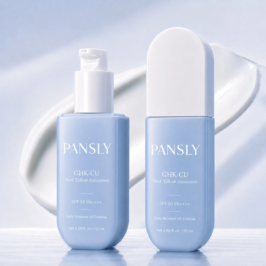 Pansly GHK-CU Beef Tallow Mineral Sunscreen SPF50 PA++++ OEM private label skincare product by Beyond Basix