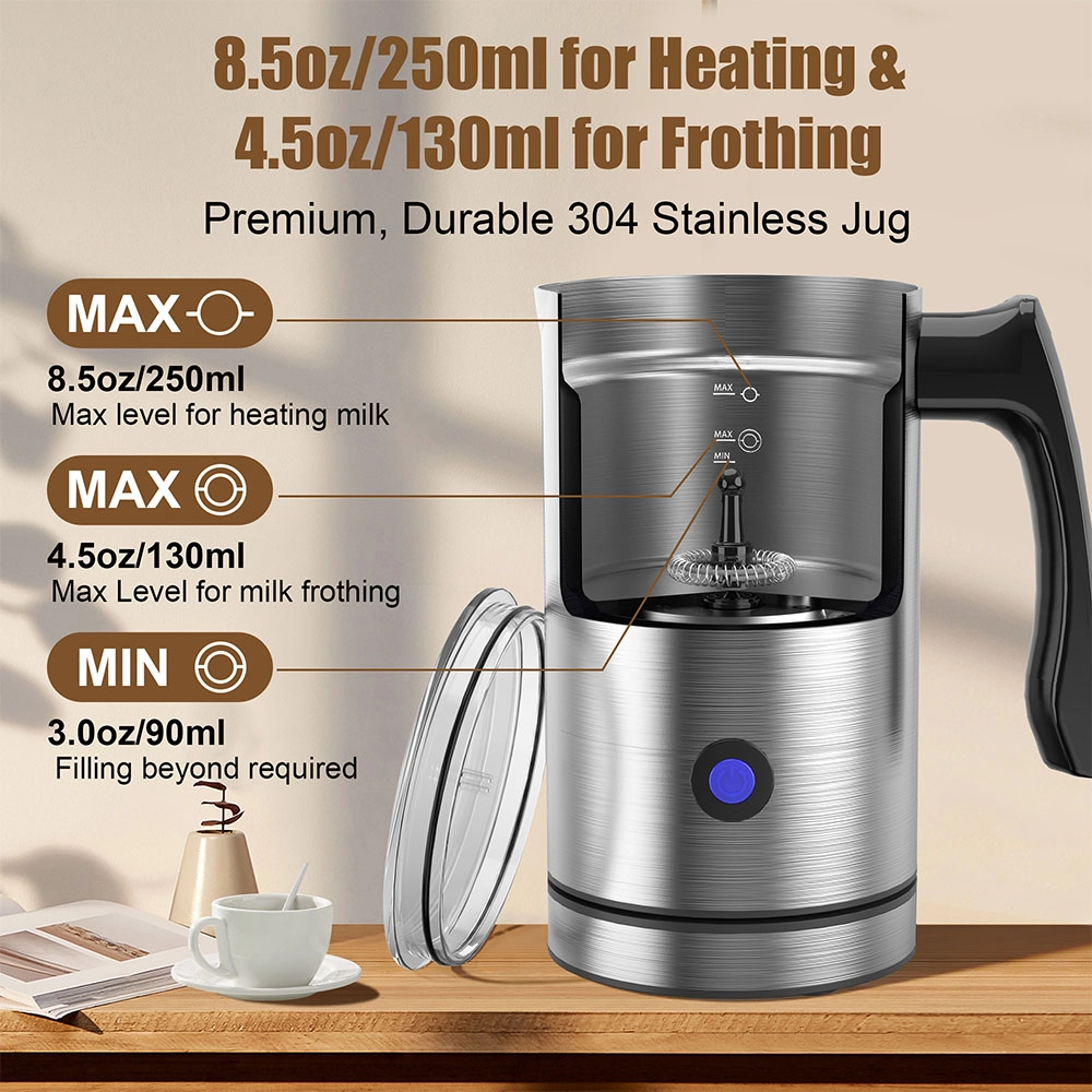 8.50z/250ml-for-Heating-&-4.50z/130ml-for-Frothing 8.50z/250ml for Heating & 4.50z/130ml for Frothing
