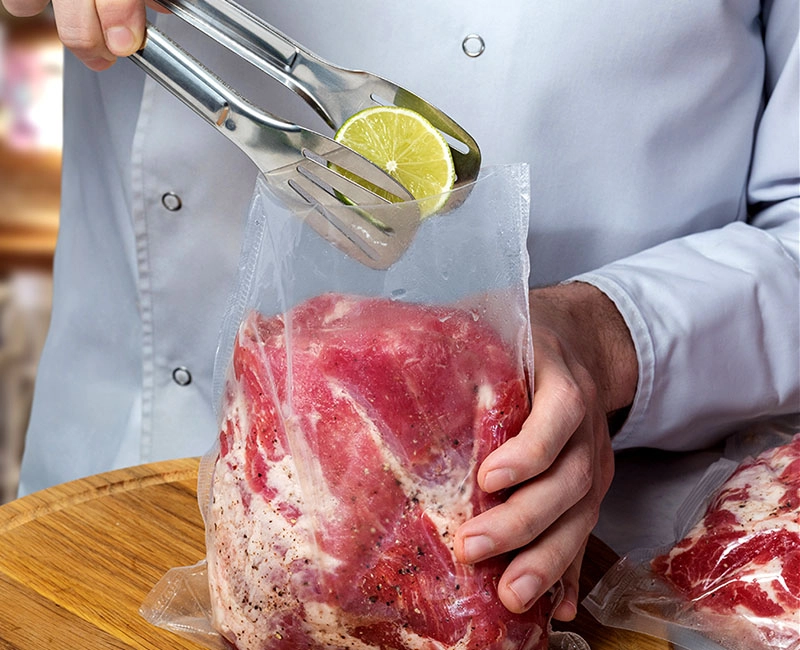 Put the food in an vacuum bag