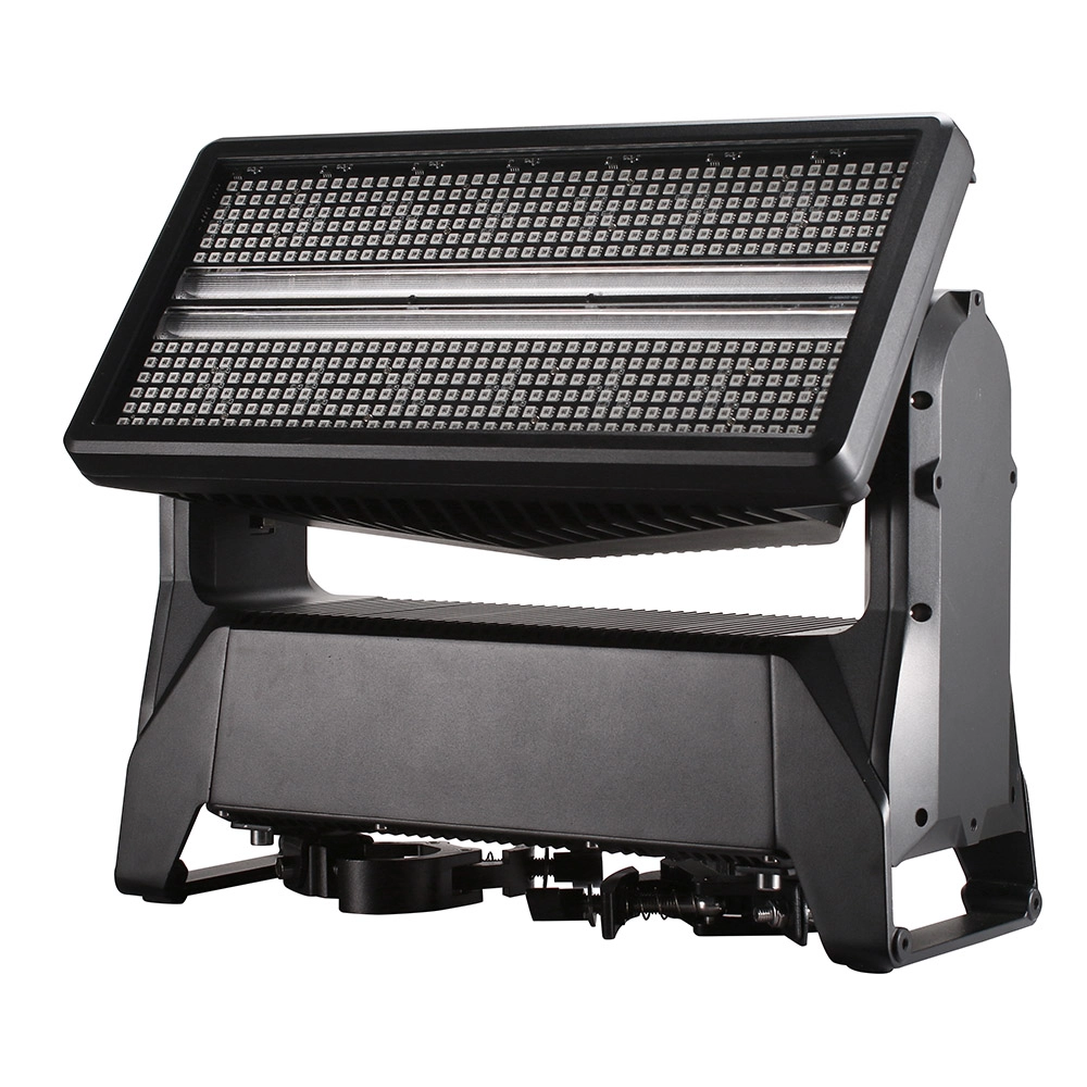 1500W Waterproof Moving Head Strobe Light front view with RGB LED panel and strobe tube - Colorful Light