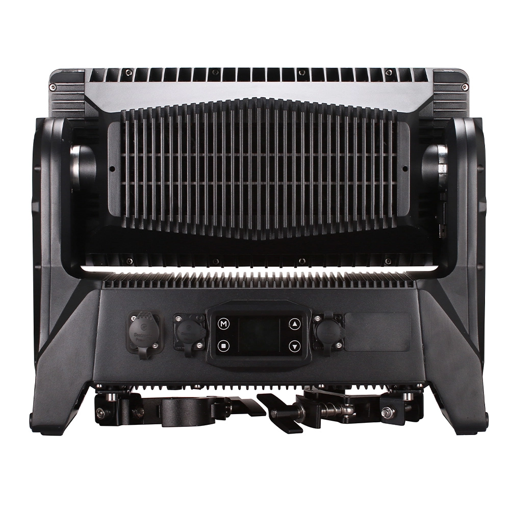 Rear view of 1500W Waterproof Moving Head Strobe Light with LCD control panel and cooling fins - Colorful Light