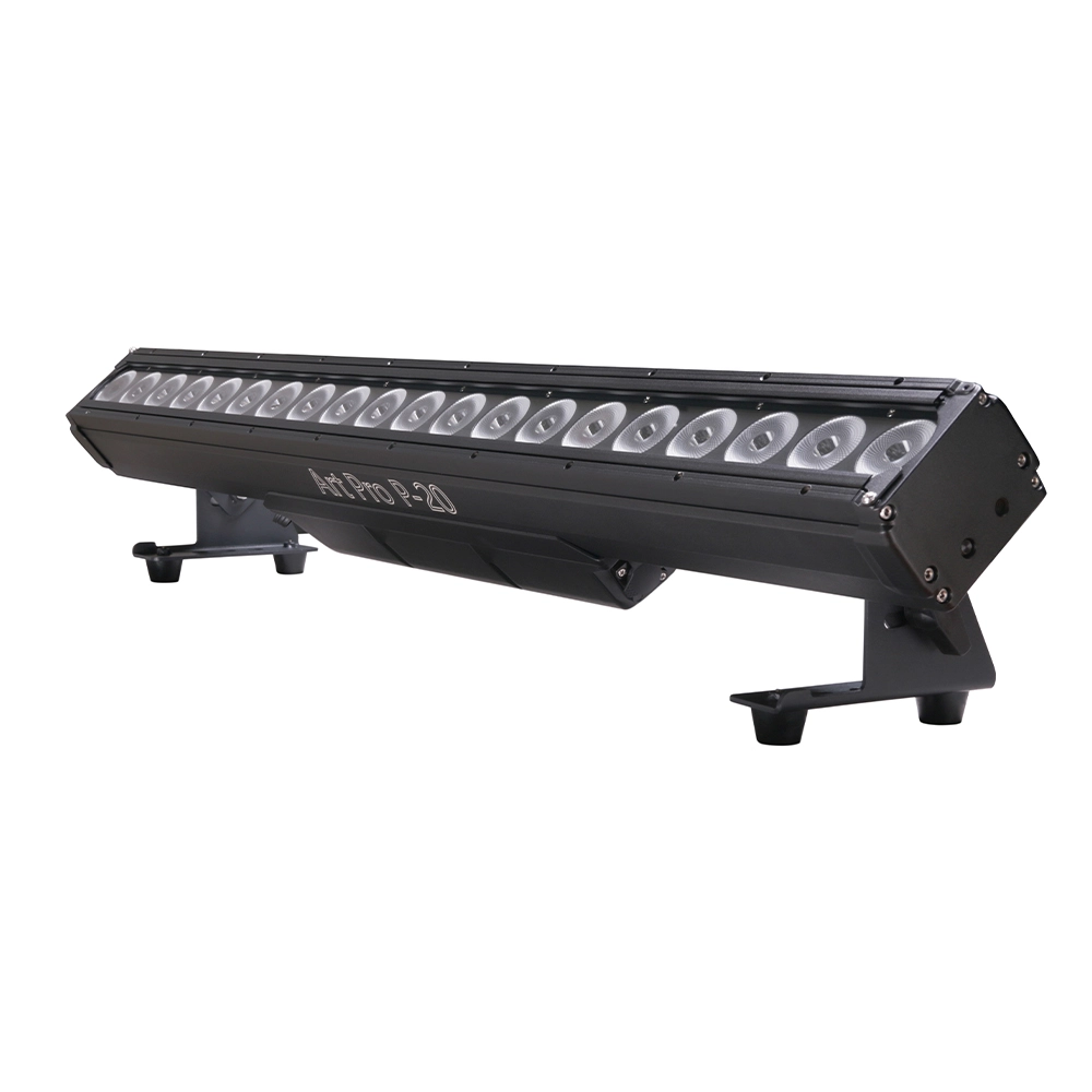 20x15W RGBW 4in1 IP65 Pixel Wall Wash Bar front view with linear LED lenses - Colorful Light