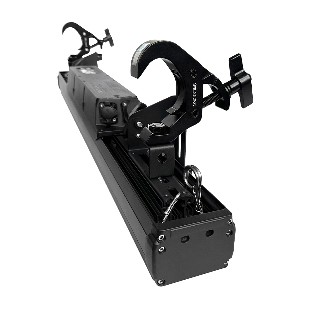 20x15W RGBW 4in1 IP65 Pixel Wall Wash Bar rear view with clamps and safety cable