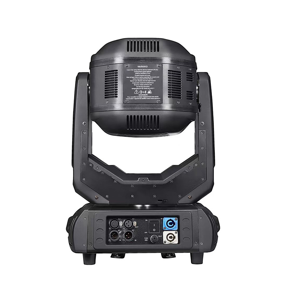 280W Beam Wash Spot 3in1 Moving Head back view with DMX and power connectors