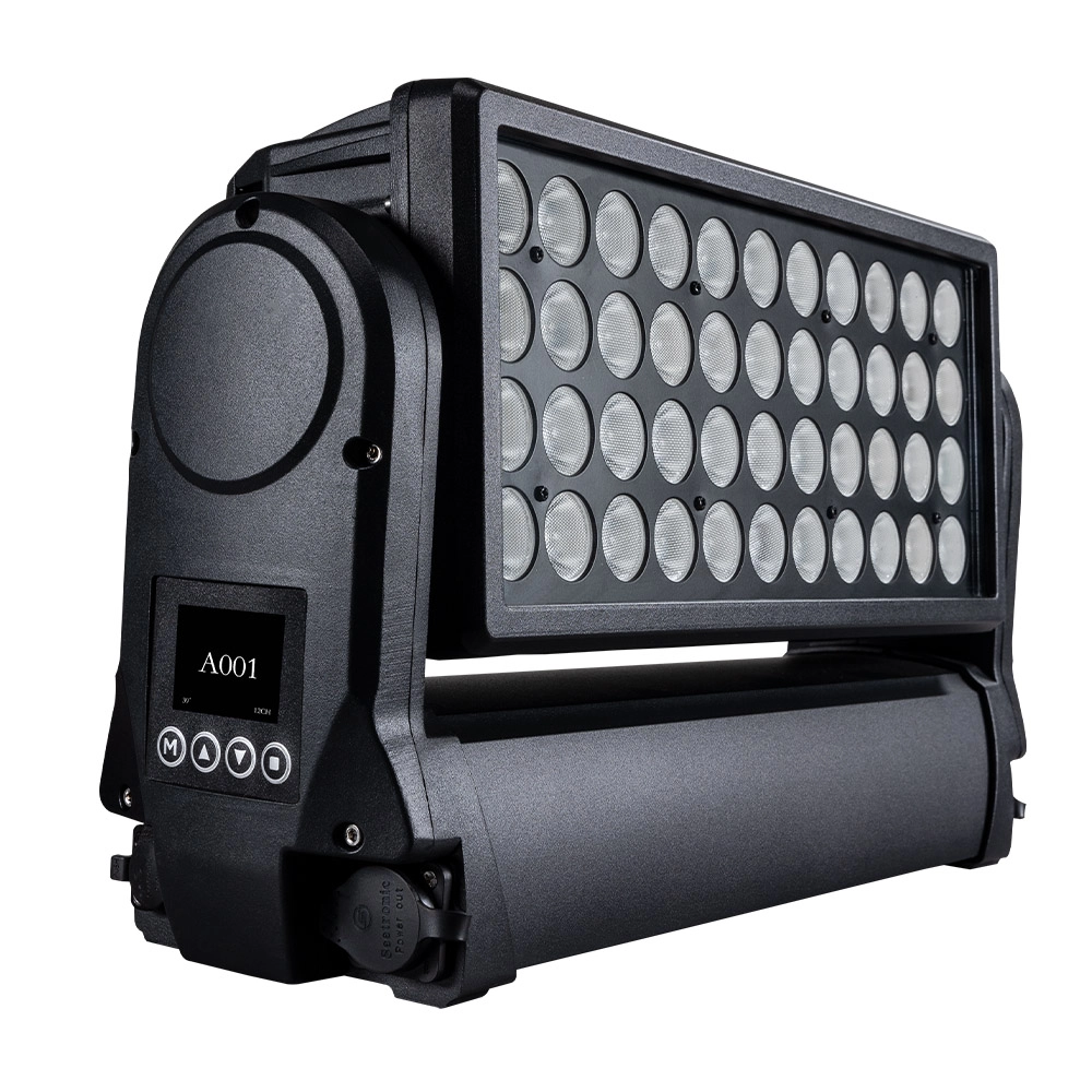 44x10W RGBW 4in1 IP65 Moving Head Wash Light front angle view with 44 LED lenses - Colorful Light