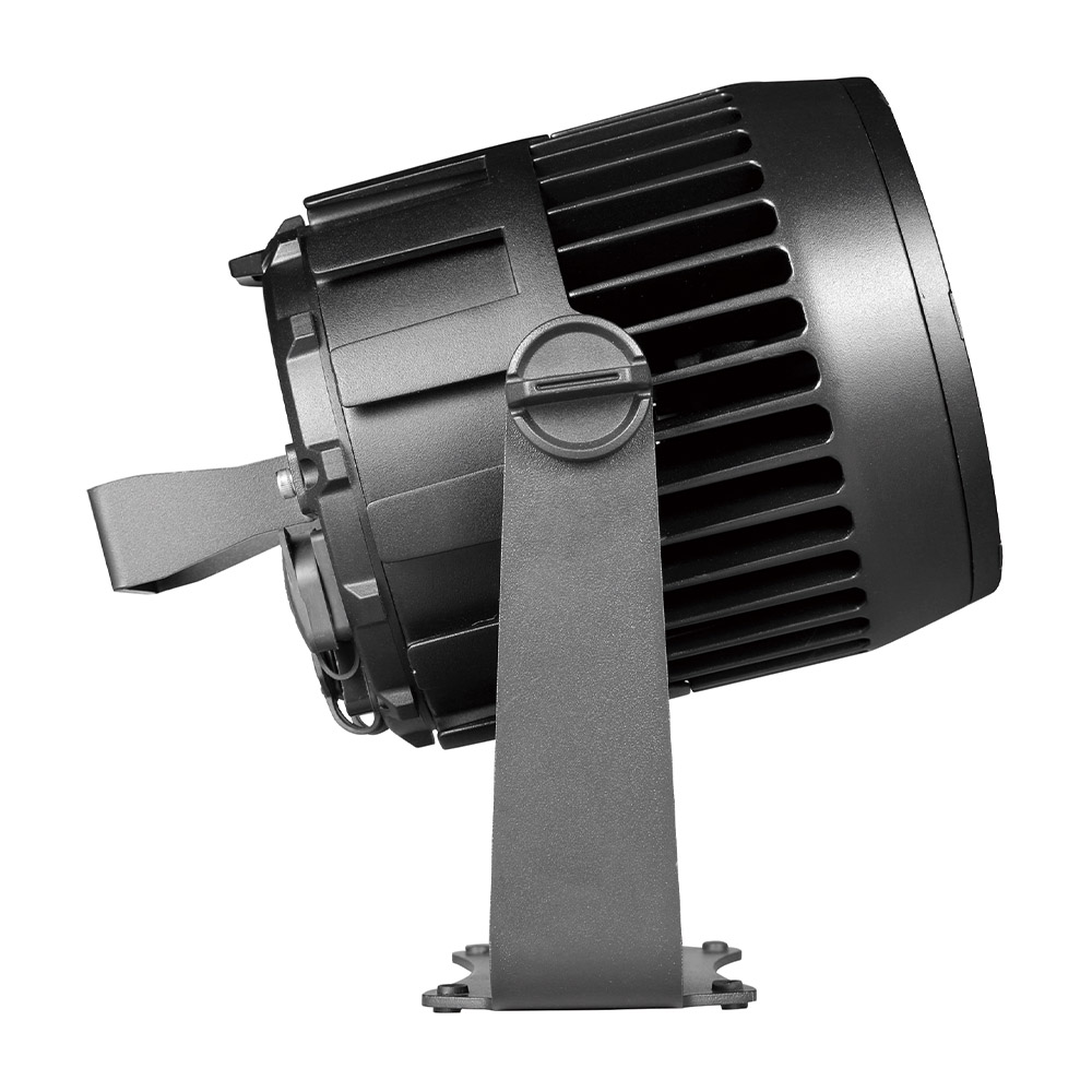 Side view of 600W RGBALC 6in1 IP65 Blinder Par Can die-cast housing