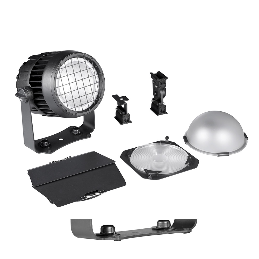 600W RGBALC 6in1 IP65 Blinder Par Can with barndoor diffuser and mounting accessories