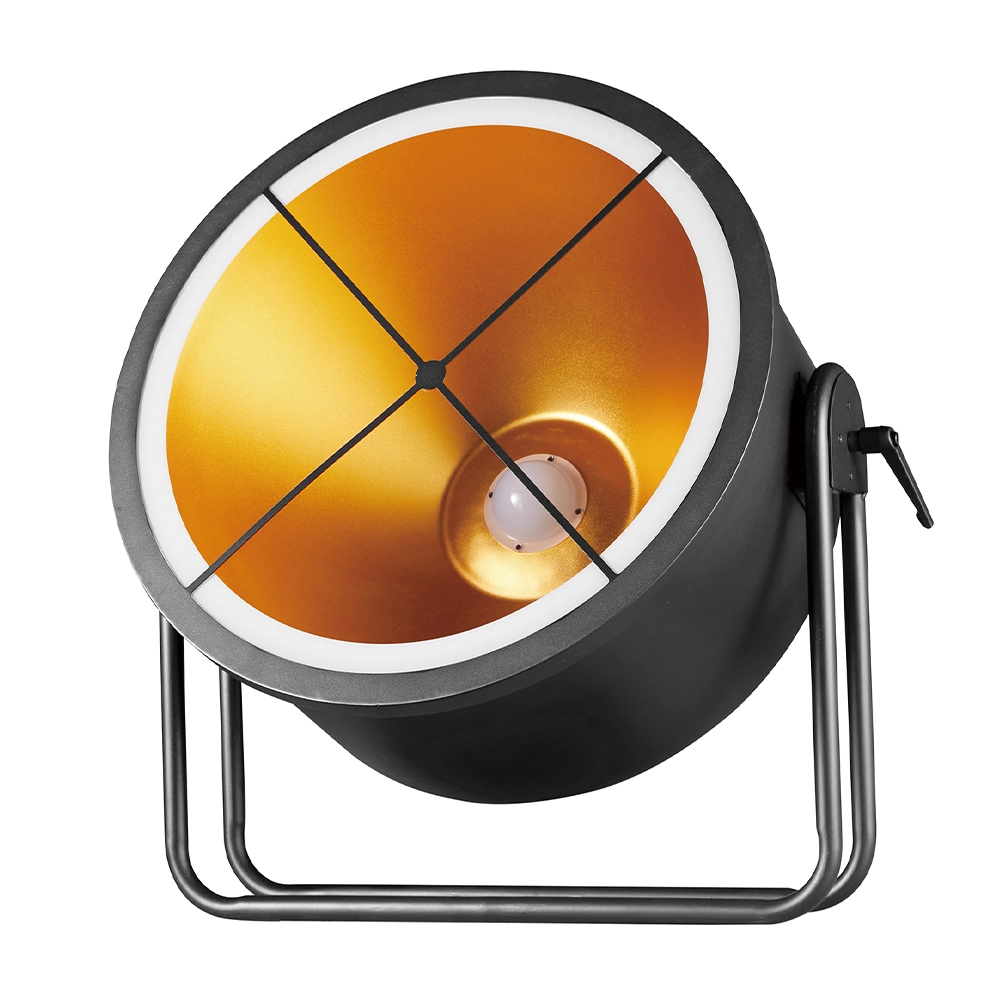 600W RGBALC 6in1 IP65 Retro Light front view with gold reflector - Colorful Light